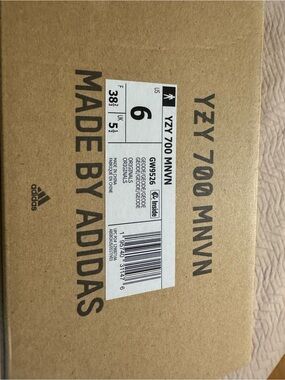 adidas YZY 700 MNVN Brown Cardboard Shoe Box with Black Print